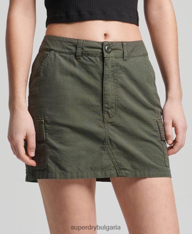 Superdry облекло N00H6519 каки Жени винтидж полезна мини пола