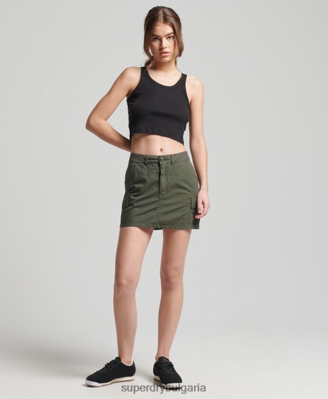 Superdry облекло N00H6519 каки Жени винтидж полезна мини пола