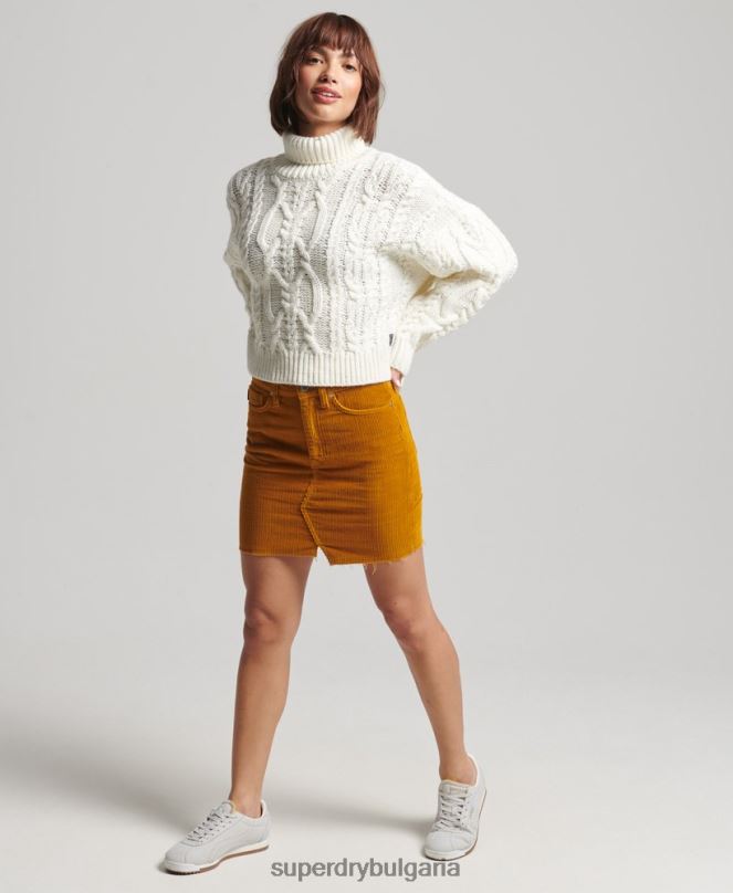 Superdry облекло N00H6616 жълто Жени дънкова мини пола