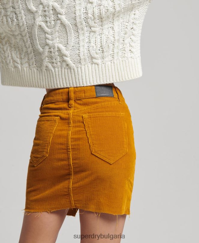 Superdry облекло N00H6616 жълто Жени дънкова мини пола