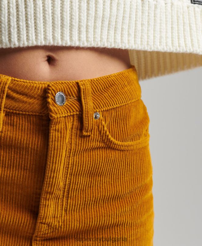 Superdry облекло N00H6616 жълто Жени дънкова мини пола