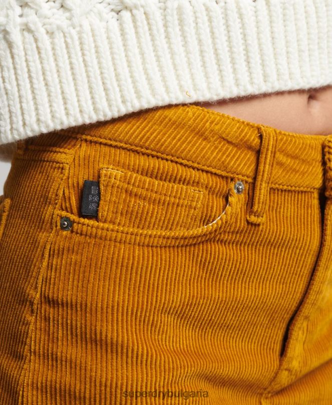Superdry облекло N00H6616 жълто Жени дънкова мини пола
