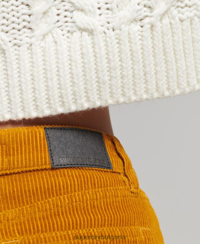 Superdry облекло N00H6616 жълто Жени дънкова мини пола