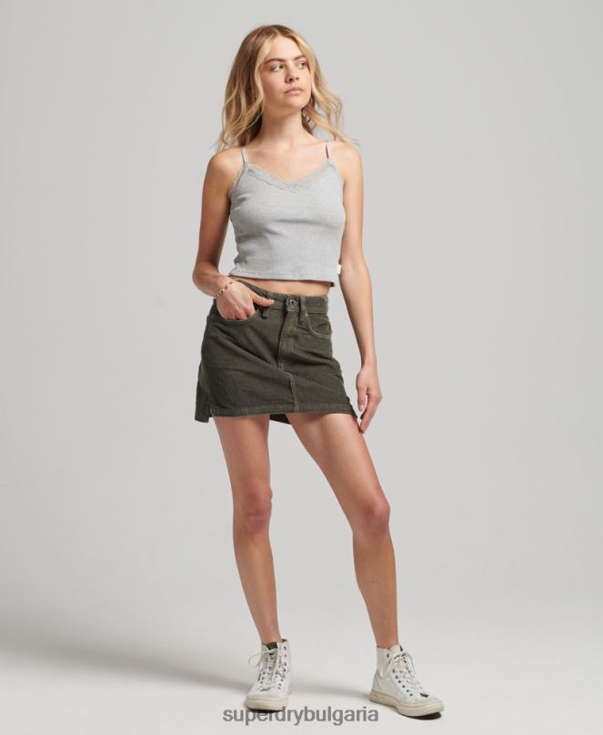 Superdry облекло N00H6634 каки Жени шнур мини пола