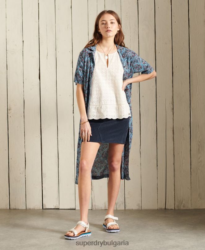 Superdry облекло N00H6702 военноморски флот Жени шнур мини пола