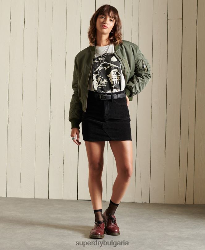 Superdry облекло N00H6709 тъмно сив Жени шнур мини пола