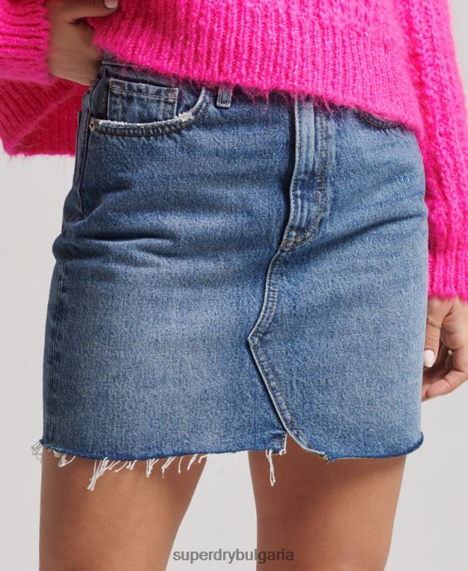 Superdry облекло N00H6739 син Жени дънкова мини пола