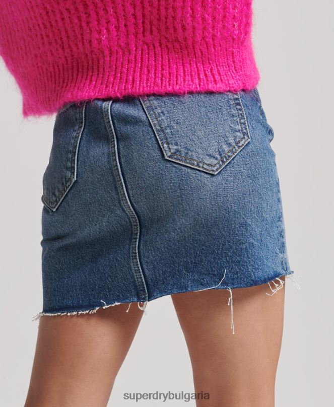 Superdry облекло N00H6739 син Жени дънкова мини пола