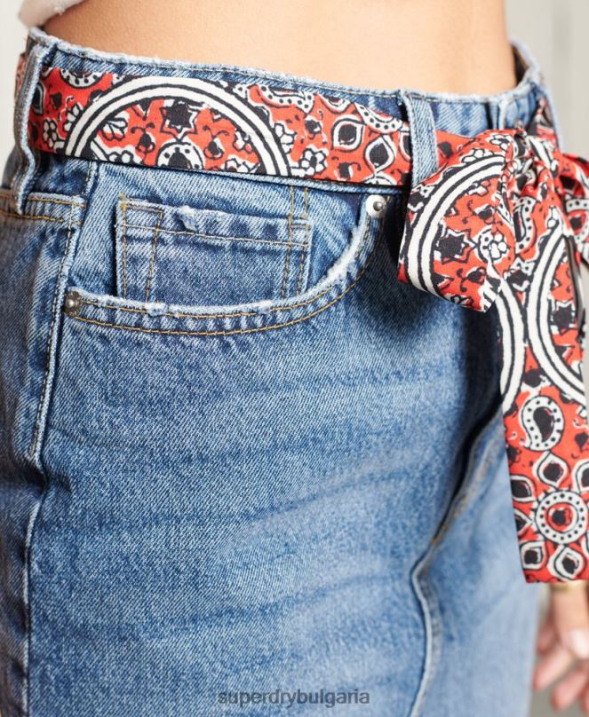 Superdry облекло N00H6758 син Жени дънкова мини пола