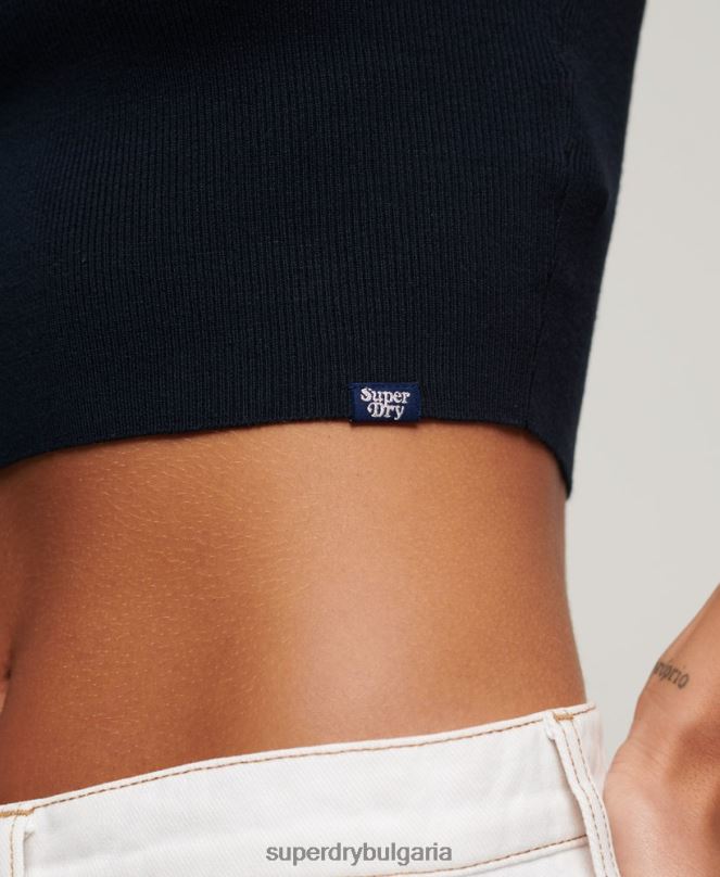 Superdry облекло N00H1978 военноморски флот Жени потник от фино плетиво