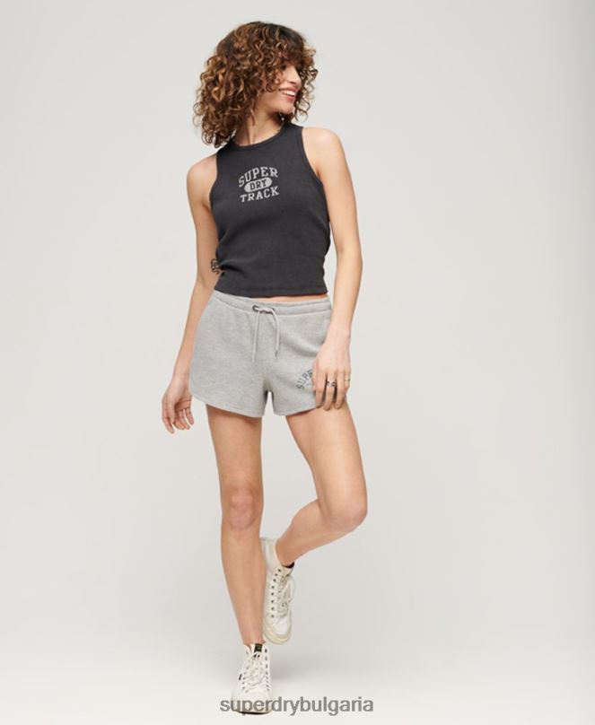 Superdry облекло N00H2000 тъмно сив Жени атлетичен основен вафлен потник