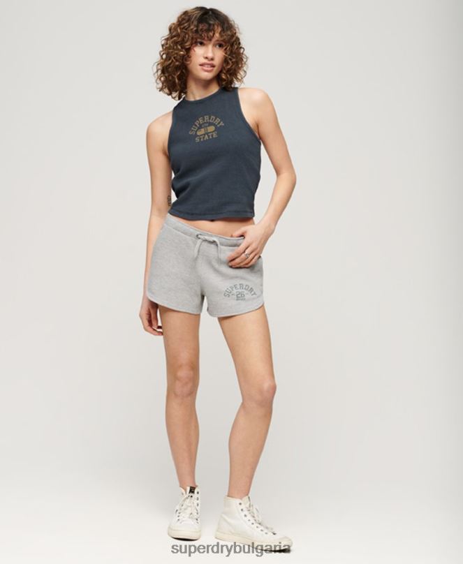 Superdry облекло N00H2020 син Жени атлетичен основен вафлен потник