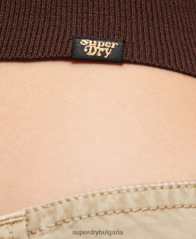 Superdry облекло N00H2105 кафяво Жени потник от фино плетиво
