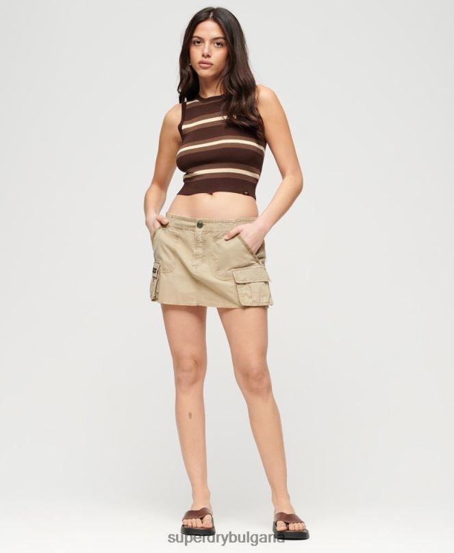 Superdry облекло N00H2105 кафяво Жени потник от фино плетиво
