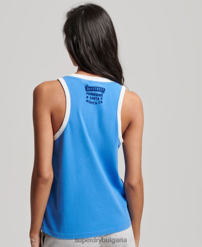 Superdry облекло N00H2174 син Жени винтидж ролка с жилетка
