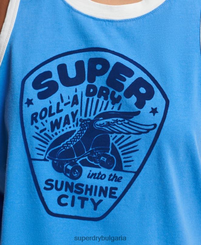 Superdry облекло N00H2174 син Жени винтидж ролка с жилетка