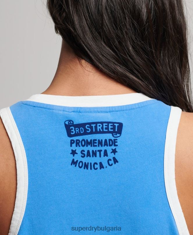 Superdry облекло N00H2174 син Жени винтидж ролка с жилетка