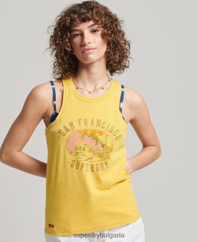 Superdry облекло N00H2199 оранжево Жени винтидж градска сувенирна жилетка