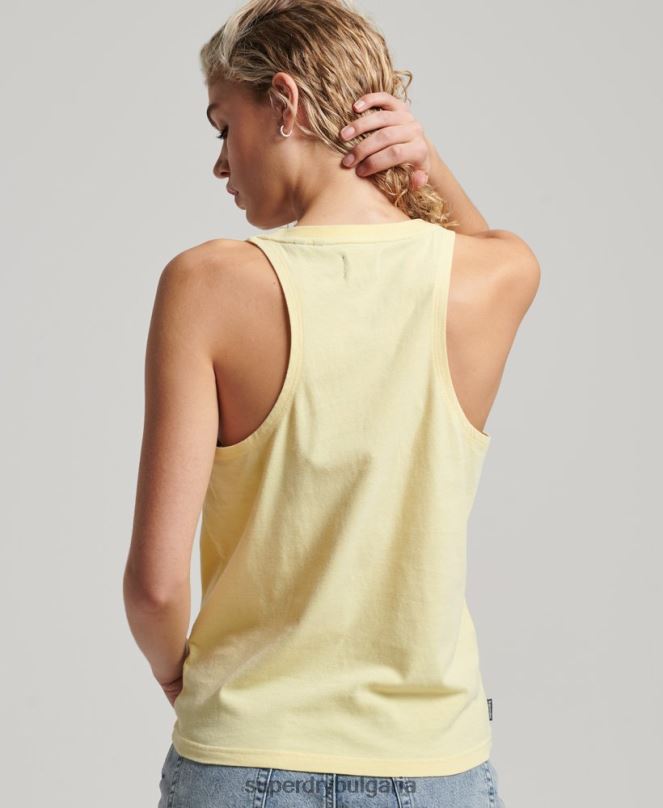 Superdry облекло N00H2200 жълто Жени Винтидж жилетка с изрязан кали