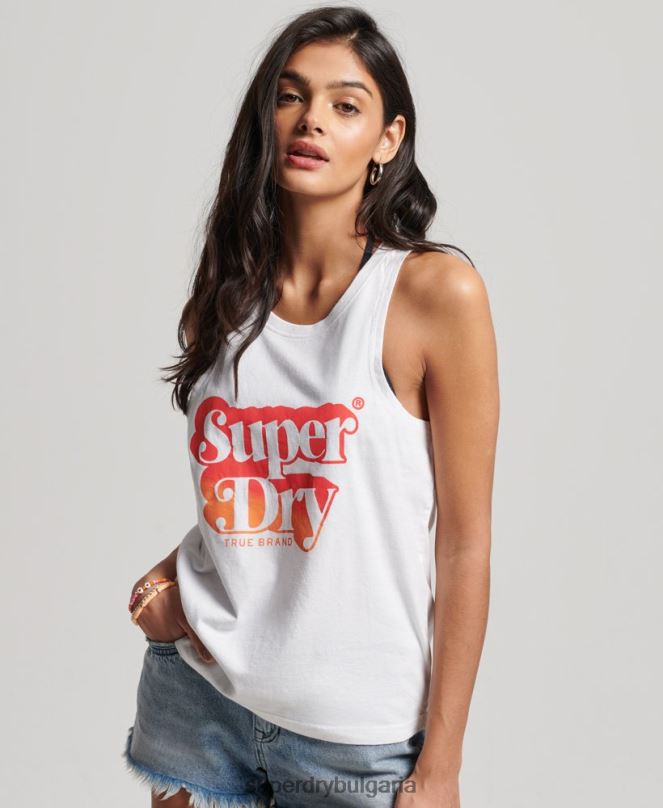 Superdry облекло N00H2216 бяло Жени ретро сенчеста горна жилетка