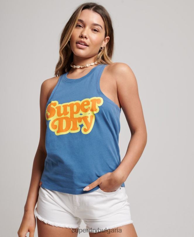 Superdry облекло N00H2284 син Жени Винтидж купър класически горнище с жилетка
