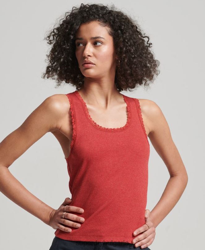 Superdry облекло N00H2328 червен Жени жилетка с дантелена тапицерия