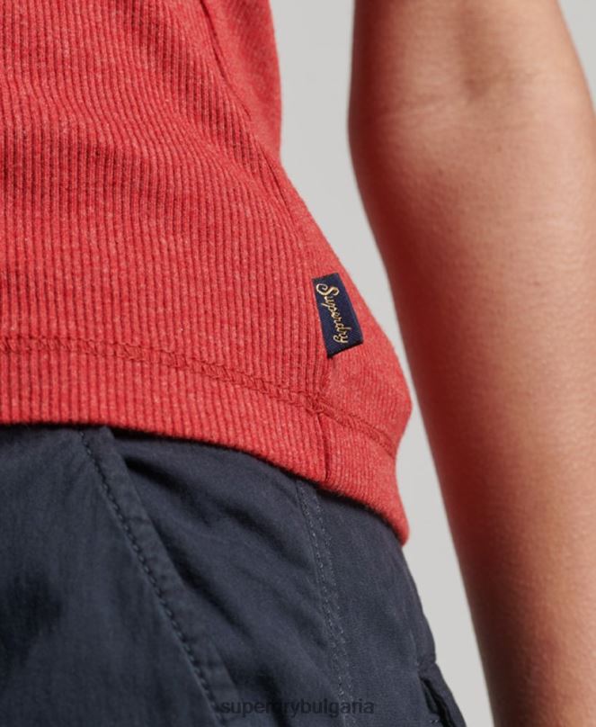 Superdry облекло N00H2328 червен Жени жилетка с дантелена тапицерия