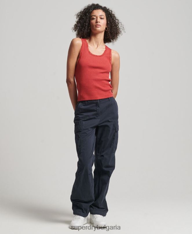 Superdry облекло N00H2328 червен Жени жилетка с дантелена тапицерия