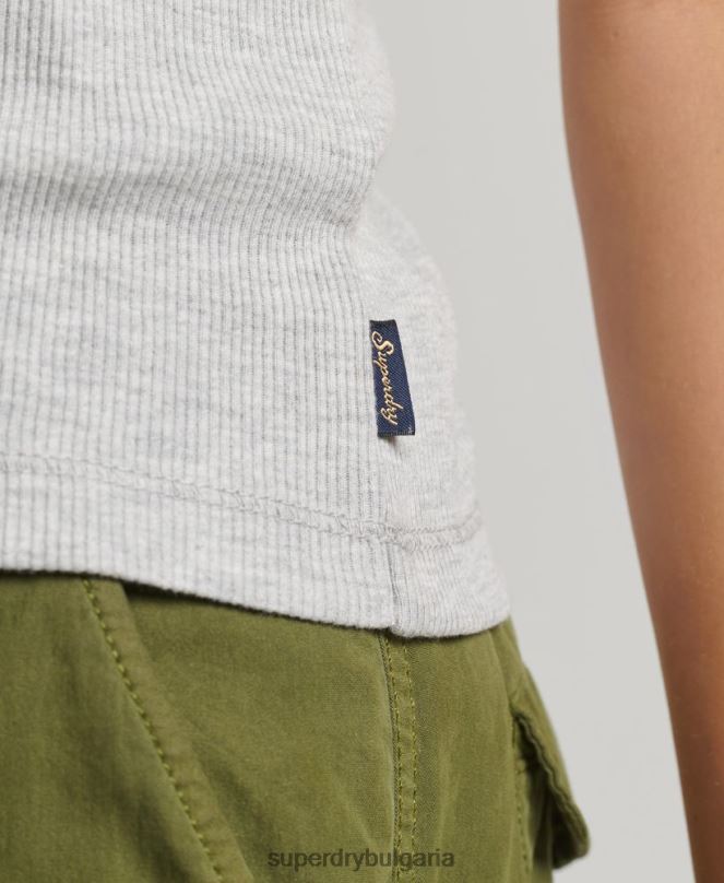 Superdry облекло N00H2330 сиво Жени жилетка с дантелена тапицерия