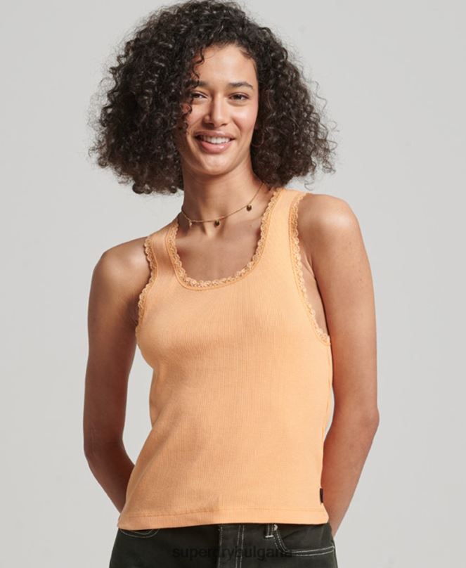 Superdry облекло N00H2331 оранжево Жени жилетка с дантелена тапицерия