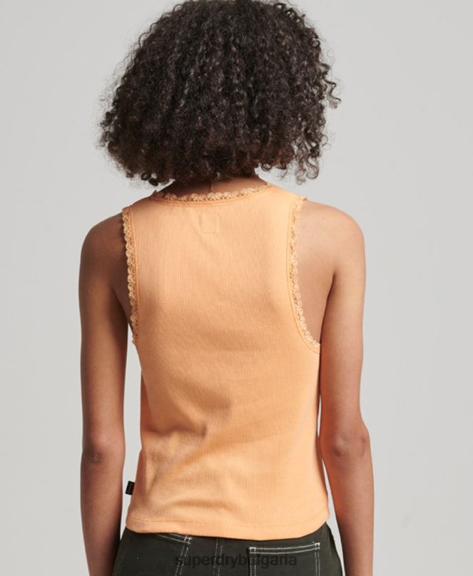 Superdry облекло N00H2331 оранжево Жени жилетка с дантелена тапицерия