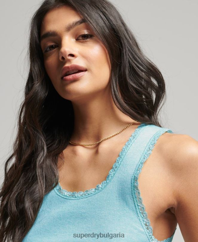 Superdry облекло N00H2336 зелено Жени жилетка с дантелена тапицерия
