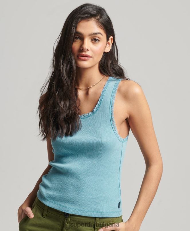 Superdry облекло N00H2339 син Жени жилетка с дантелена тапицерия
