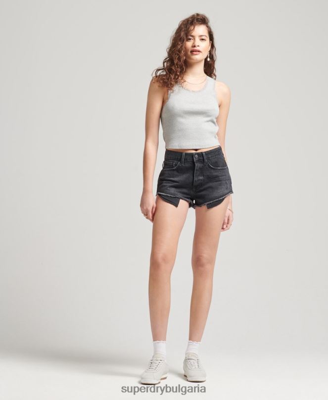 Superdry облекло N00H2342 сиво Жени елек от ретро дантела от органичен памук
