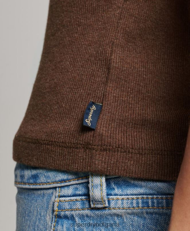 Superdry облекло N00H2345 кафяво Жени жилетка с дантелена тапицерия