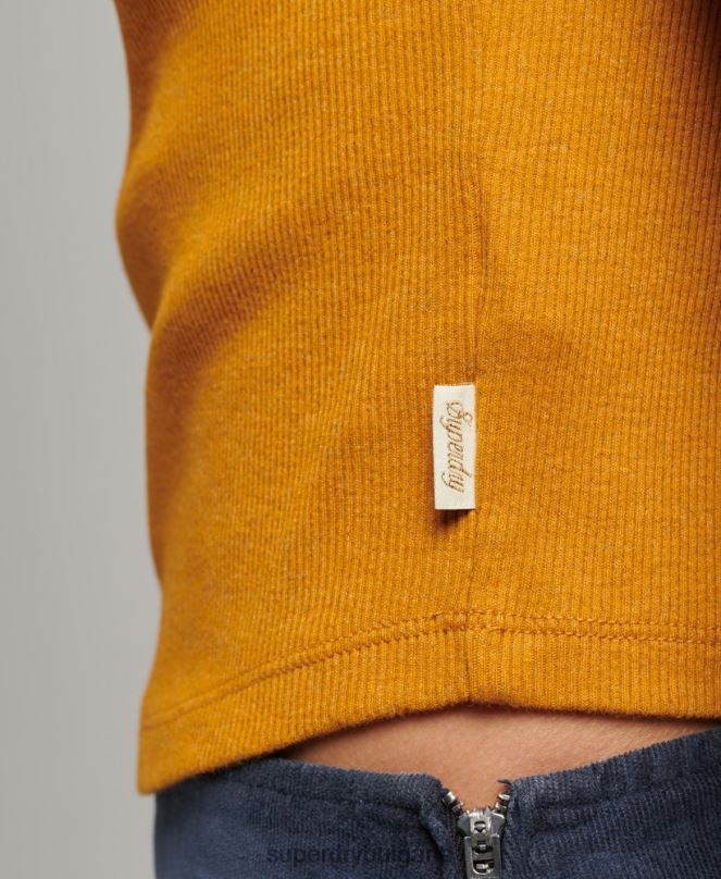 Superdry облекло N00H2348 тен Жени елек от ретро дантела от органичен памук