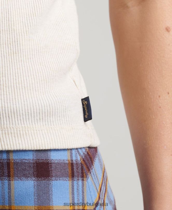 Superdry облекло N00H2351 бежово Жени жилетка с дантелена тапицерия