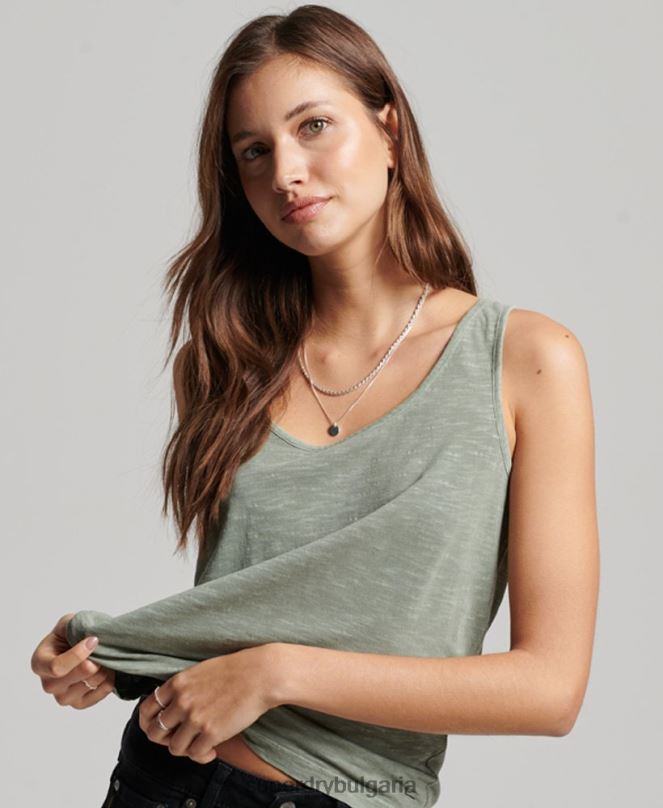 Superdry облекло N00H2878 зелено Жени потник от трико studios