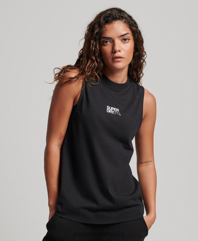 Superdry облекло N00H2881 черен Жени потник с парагади от органичен памук