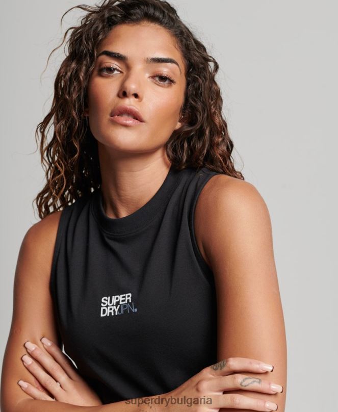Superdry облекло N00H2881 черен Жени потник с парагади от органичен памук