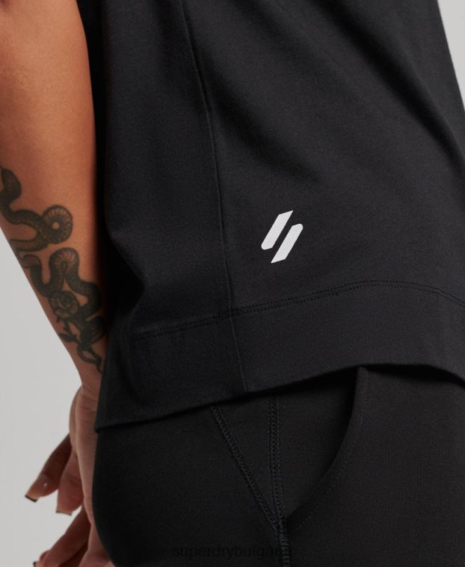 Superdry облекло N00H2881 черен Жени потник с парагади от органичен памук
