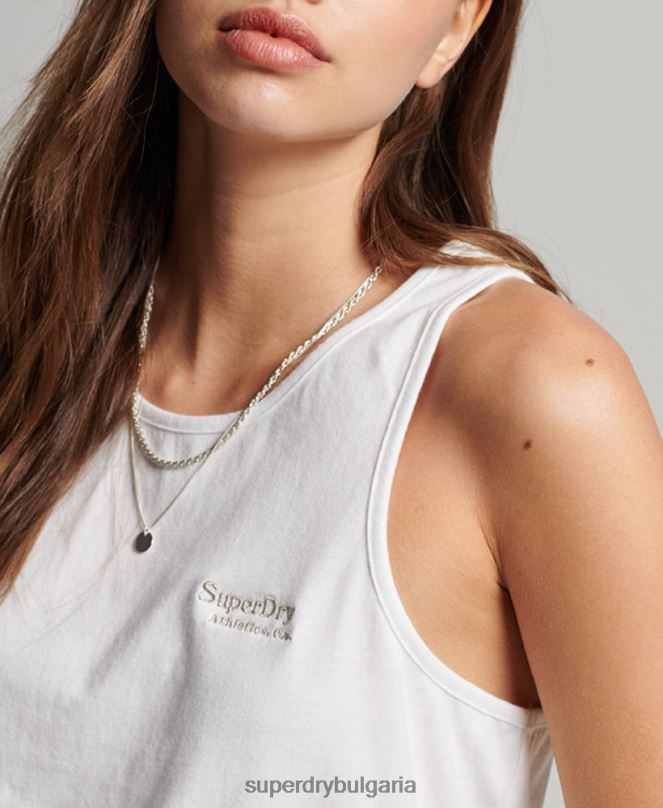 Superdry облекло N00H2883 бяло Жени жилетка с винтидж лого