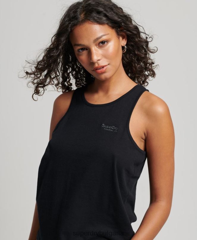 Superdry облекло N00H2887 черен Жени жилетка с винтидж лого