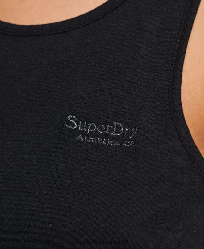 Superdry облекло N00H2887 черен Жени жилетка с винтидж лого