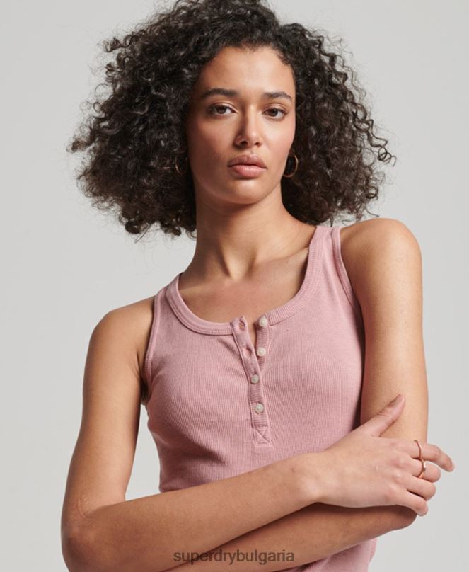 Superdry облекло N00H2890 розово Жени горна част на жилетка с копчета