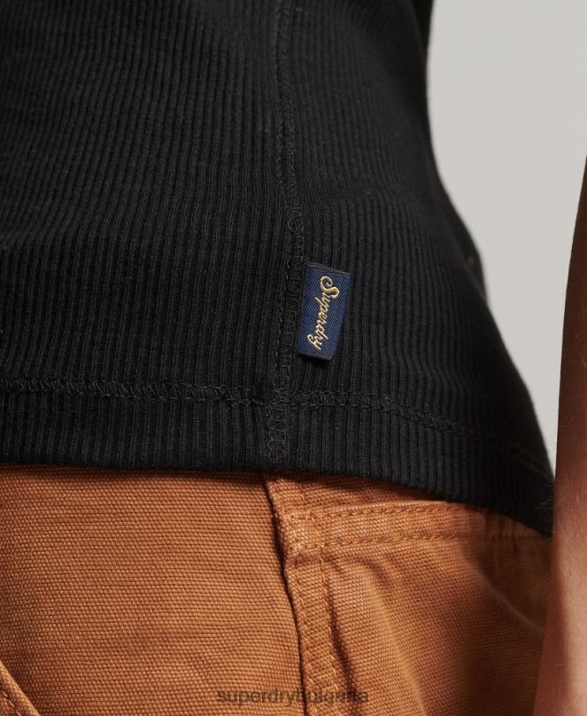 Superdry облекло N00H2919 черен Жени горна част на жилетка с копчета