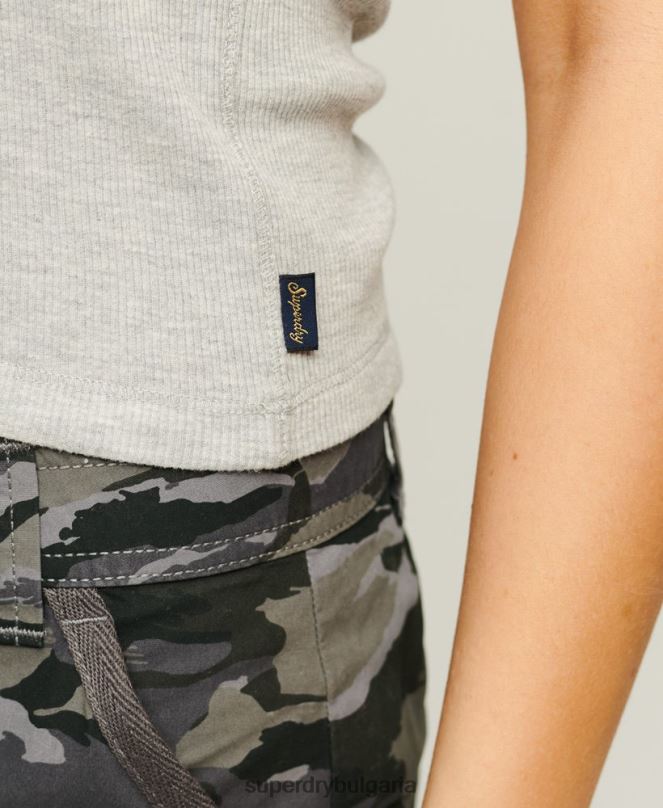 Superdry облекло N00H2920 сиво Жени горна част на жилетка с копчета