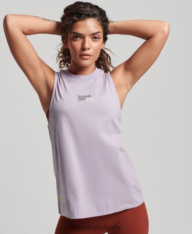 Superdry облекло N00H2922 лилаво Жени потник с парагади от органичен памук