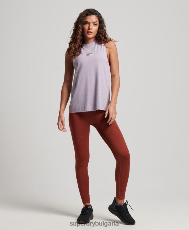 Superdry облекло N00H2922 лилаво Жени потник с парагади от органичен памук