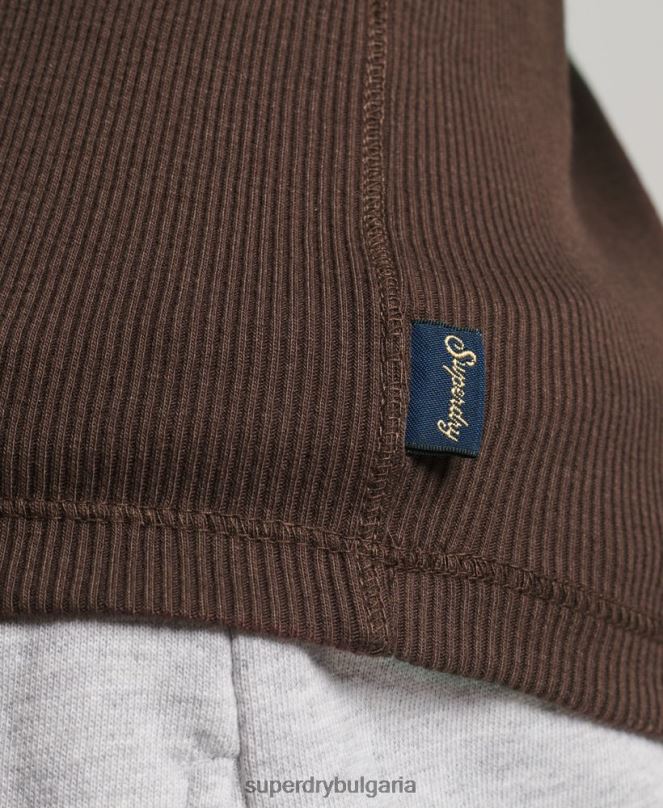 Superdry облекло N00H2939 кафяво Жени горна част на жилетка с копчета